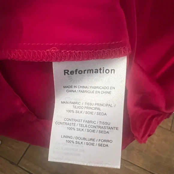 100% Silk Orange and Pink Reformation mini Dress - Picture 6 of 10